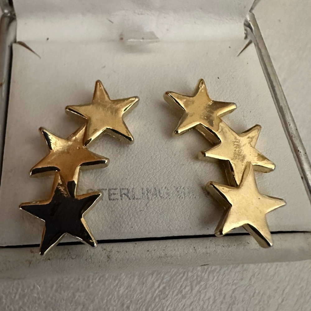 Crislu Sterling Silver Cascading Star Earrings